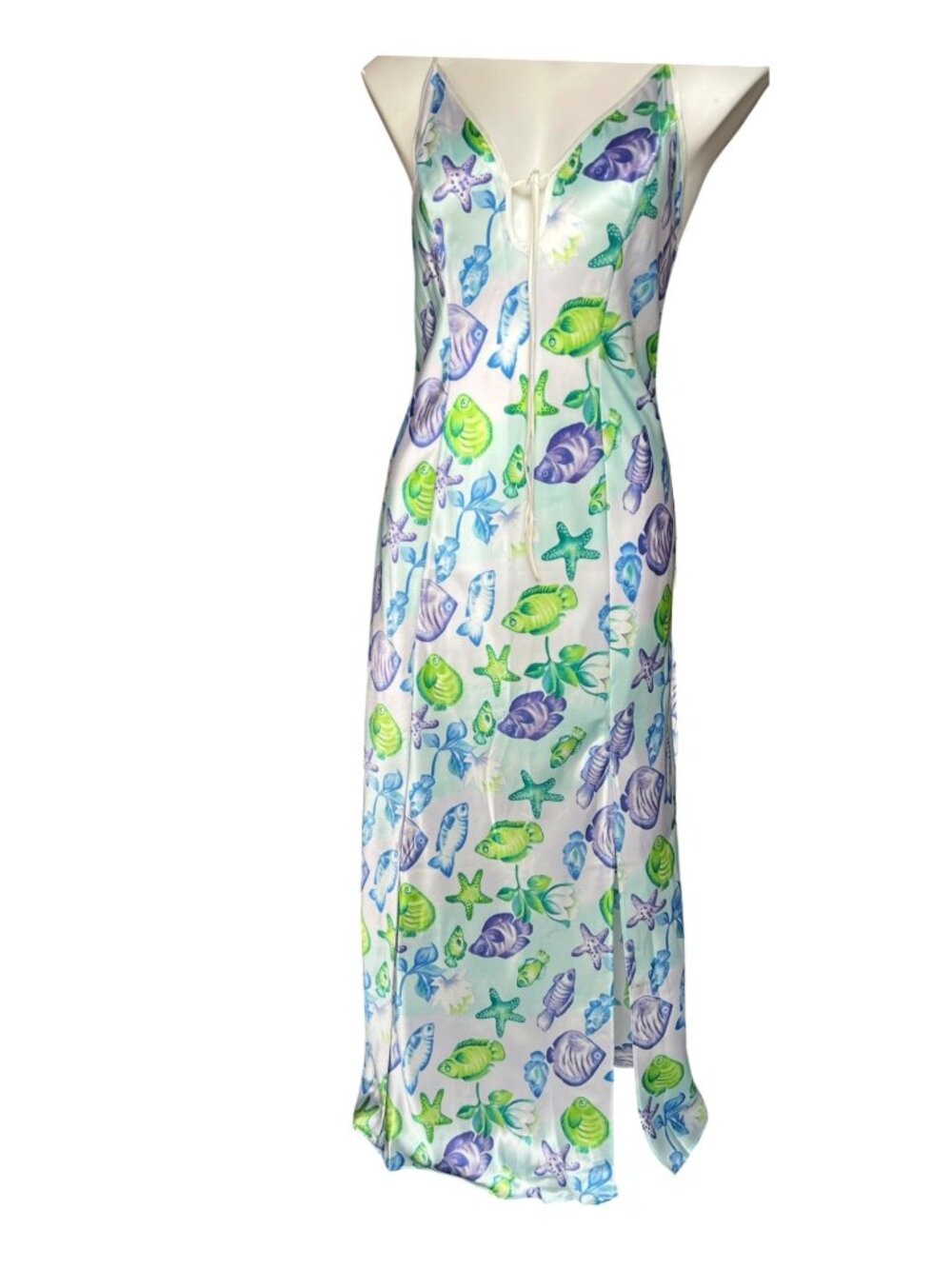 Victorias Secret Slip Dress Women's Size M Satin Blue Green Purple Adj. Straps - Picture 4 of 12
